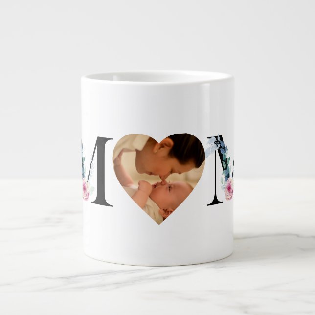 Grande Tasse Floral Photo Coeur Fête des mères (Devant)