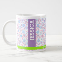 Floral pourpre Nom personnalisé & Monogramme