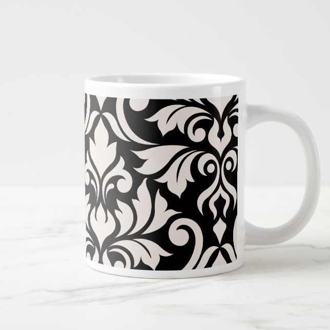 Grande Tasse Flourissant Damask Art I Cream sur Black (Droite)