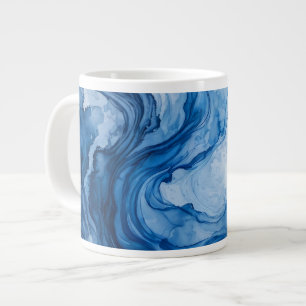 Grande Tasse Flux Bleu Harmonieux Abstrait Bleu Blanc