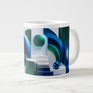 Grande Tasse Formes Géométriques Abstraites Vibrantes Bleu Et S