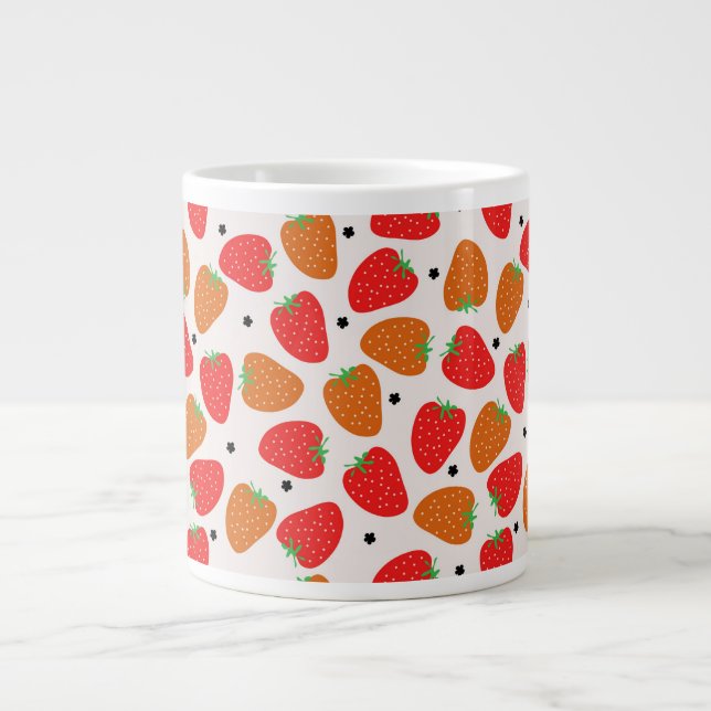 Grande Tasse Fraises sur blanc (Devant)
