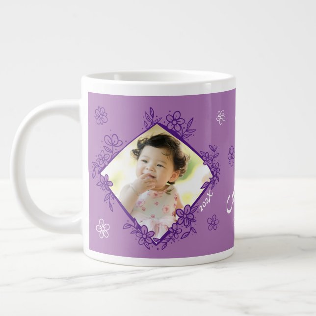 Grande Tasse Frame Floral Purple & Blanc Jumbo Mug (Gauche)