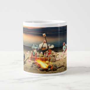 Grande Tasse Fubby dans le feu de camp avec des marchmello.