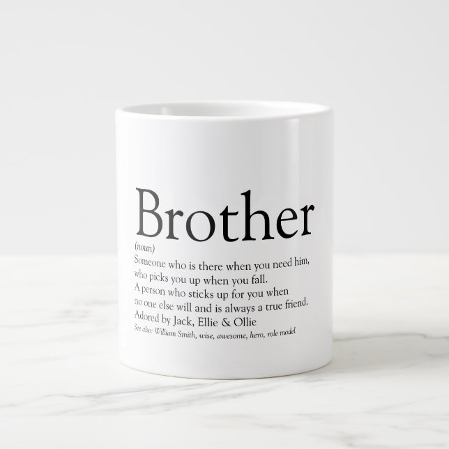 Grande Tasse Fun Cool Black and White Best Brother Definition (Devant)