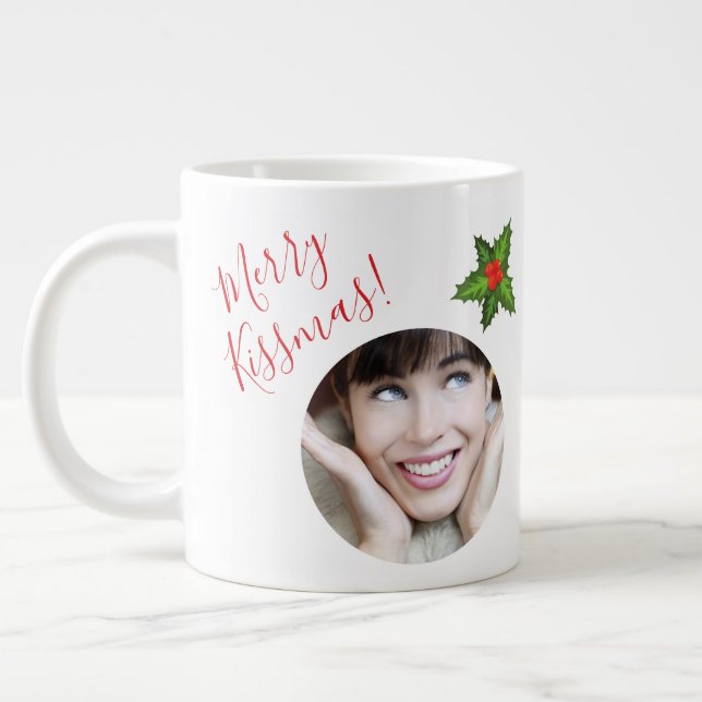 Grande Tasse Fun "Kissmas" Romantique Photo de Noël Mistletoe (Gauche)