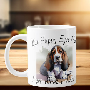 Grande Tasse FUNNY Browns White PUPPY Aquarelle Spécialité Mug