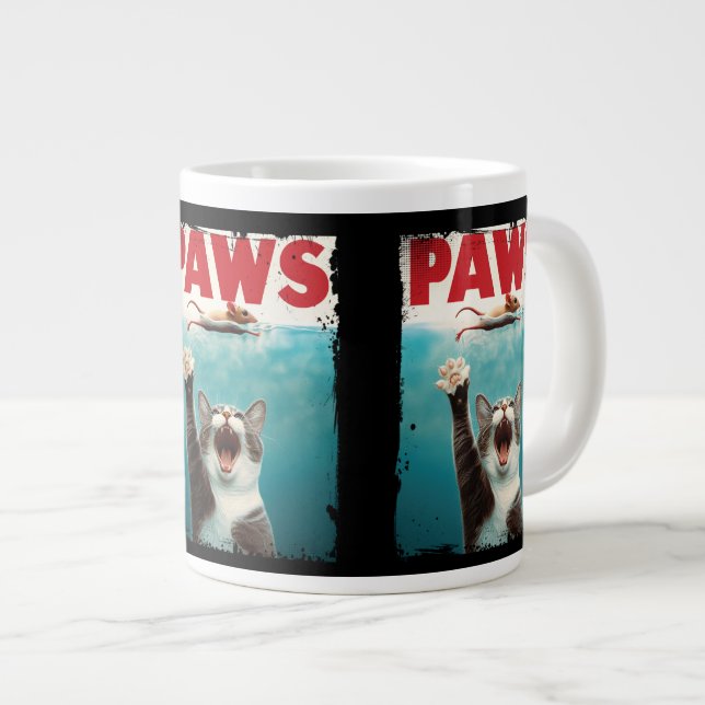 Grande Tasse Funny Chat Souris Parodie PAWS Amateurs d'animaux  (Devant droit)