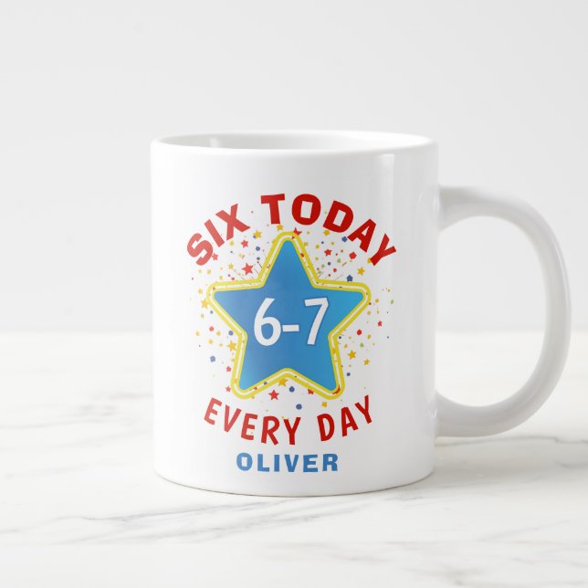 Grande Tasse Funny Meme Six Today 6-7 Every Day Birthday Kid's  (Droite)