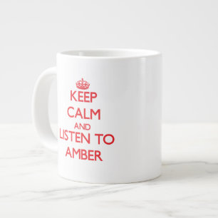 Grande Tasse Gardez le calme et écoutez l'ambre