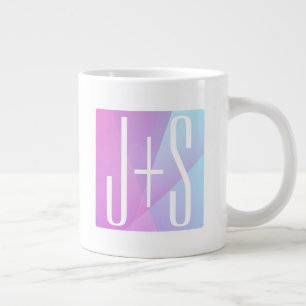 Grande Tasse Géométrique Rose & Violet Cool Initiales de Coup