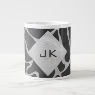 Grande Tasse Giraffe Monogramme noir et gris clair