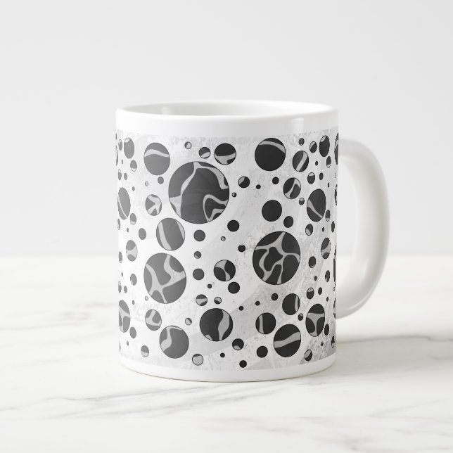 Grande Tasse Giraffy Polka Dot noir et gris clair Impression (Devant droit)