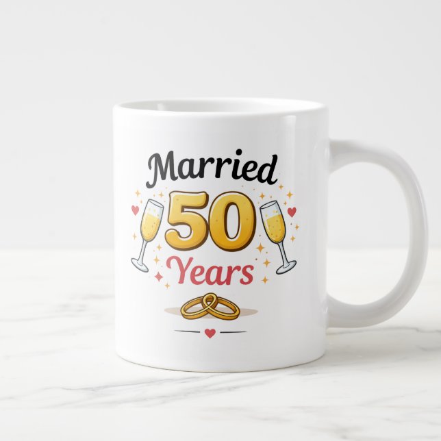 Grande Tasse Golden Wedding Anniversary Coffee Mug Gift (Droite)