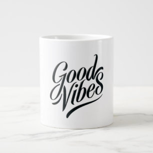 Grande Tasse Good Vibes Mug - Style de calligraphie moderne