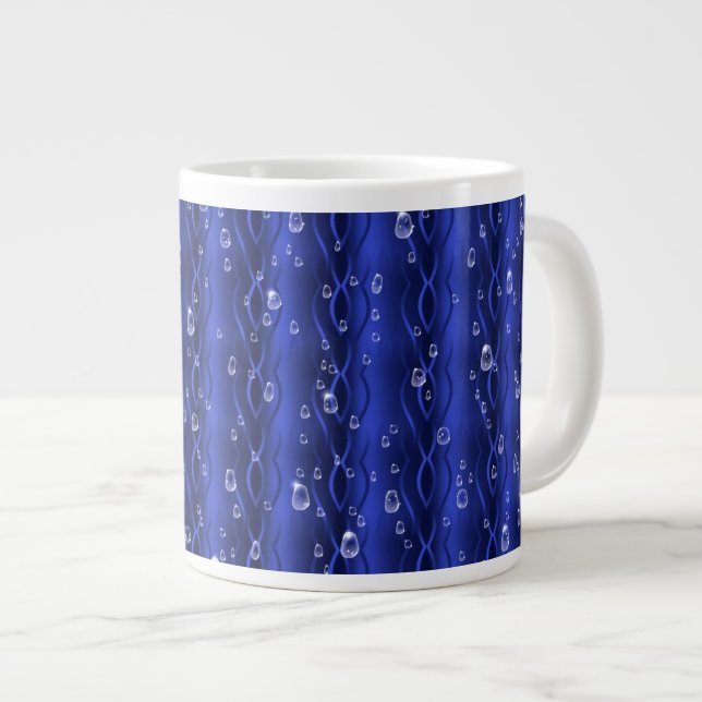 Grande Tasse gouttes de pluie sur le métal bleu (Devant droit)