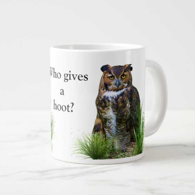 Grande Tasse Grand hibou à cornes personnalisable (Devant droit)