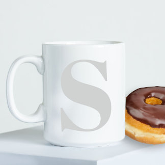 Grande Tasse Grand Monogramme Simple N'Importe Quel gris clair