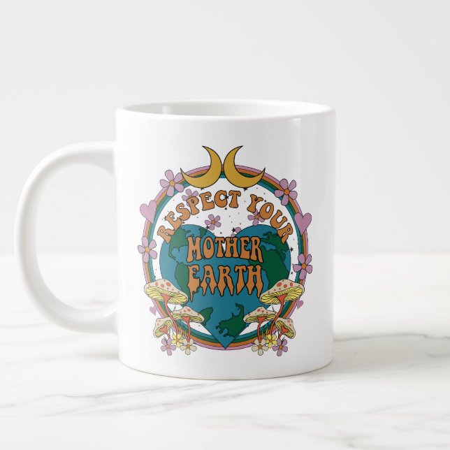 Grande Tasse Graphique de la Terre mère rétro des années 70 (Gauche)