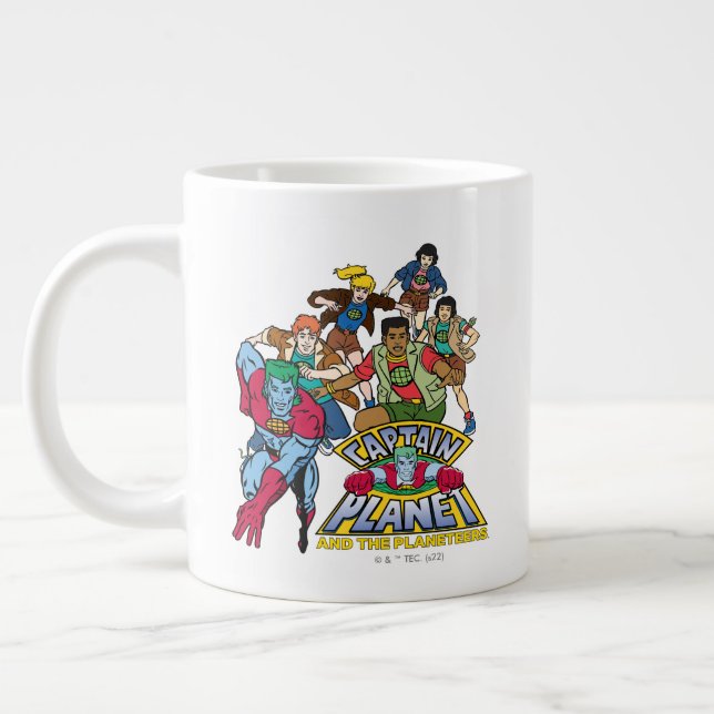 Grande Tasse Graphique du logo Captain Planet & Planeteers Grou (Gauche)