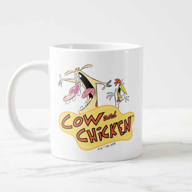 Grande Tasse Graphique du logo de la vache et du poulet (Gauche)