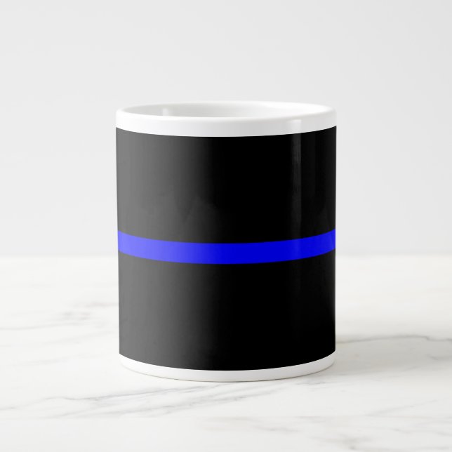 Grande Tasse Graphique Symbolique de ligne bleue mince (Devant)