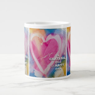 Grande Tasse Grateful Happy Bone China Mug art de Pedie Wolfond