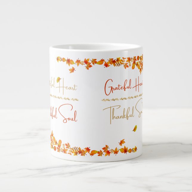 Grande Tasse Grateful Heart Thankful Soul Mug – Minimal Fall  (Devant)