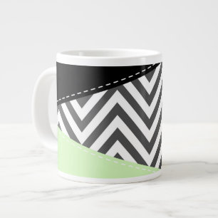 Grande Tasse Gray Zigzag, Gray Chevron, Zigzag Pattern, Mint