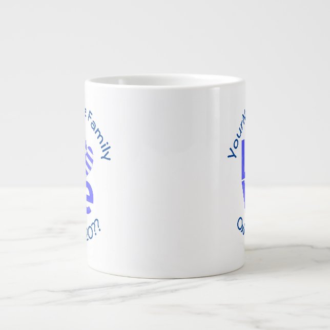 Grande Tasse Grèce Coeur Drapeau Bleu AMOUR Personnalisé (Devant)