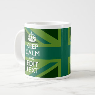 Grande Tasse Green Teal Keep Calm And Have Your Text Union Jack