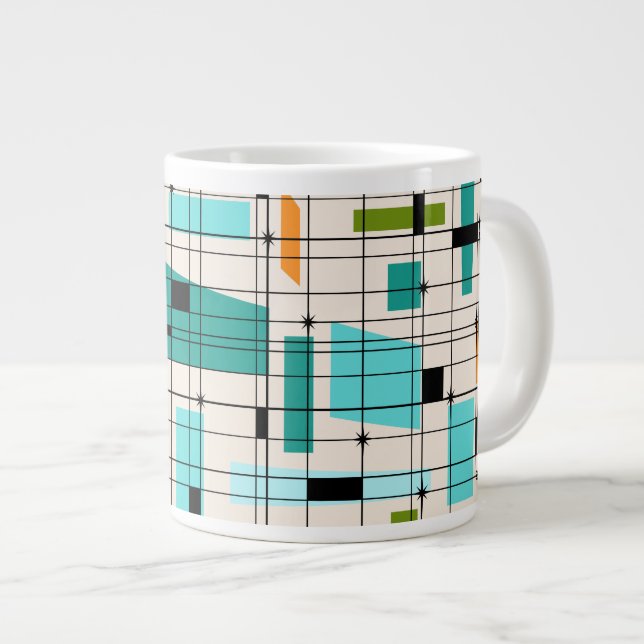 Grande Tasse Grille rétro et éclats de démarrage Jumbo Mug (Devant droit)