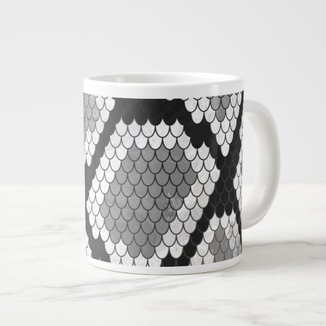 Grande Tasse Gris de serpent, blanc et noir (Devant droit)