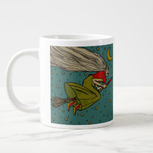 Grande Tasse Halloween vintage, sorcière maléfique volant sur u