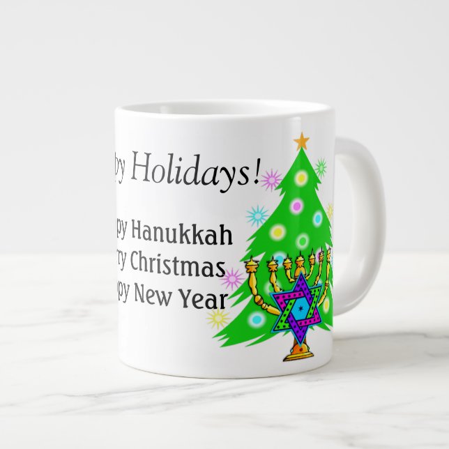 Grande Tasse Hanoukka et Noël ensemble Café Mug (Devant droit)