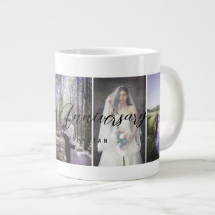 Grande Tasse Happy Anniversary Photo Collage Mug Photo vertical