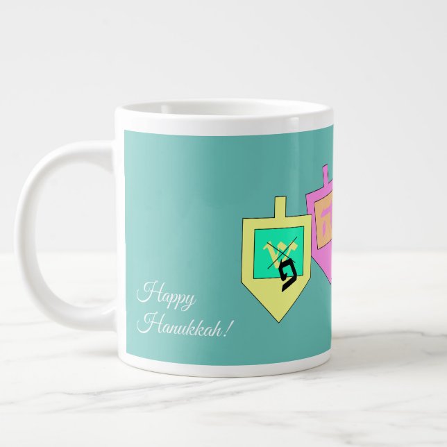 Grande Tasse Happy Hanoukka anglais hébreu (Gauche)