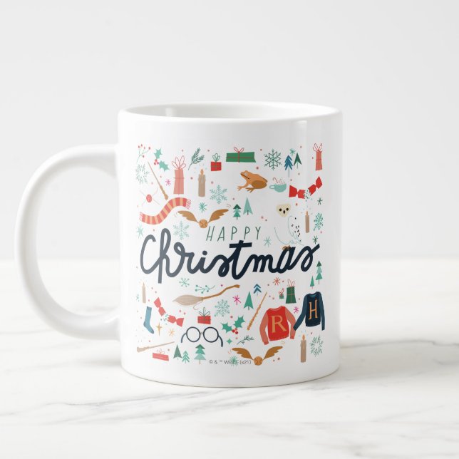 Grande Tasse Harry Potter | Joyeux Noël Avec Icônes Festives (Gauche)