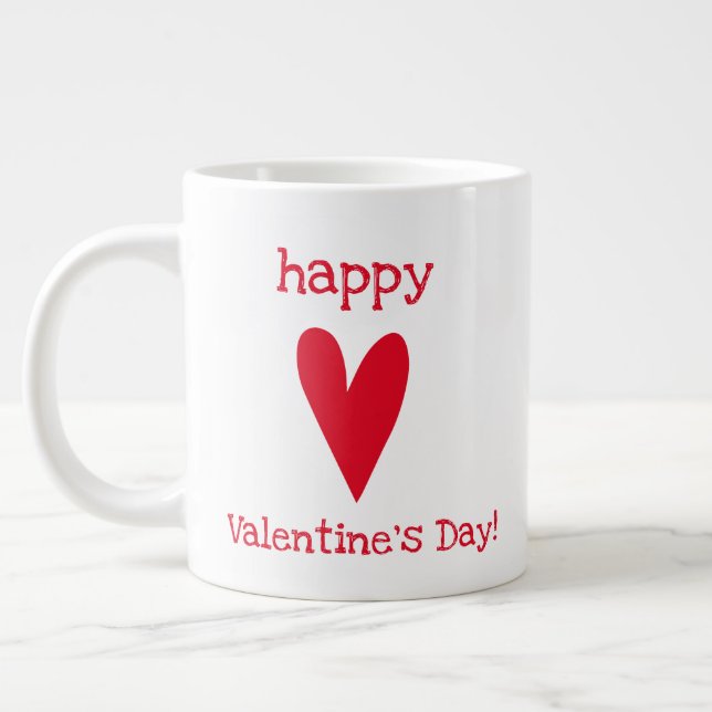 Grande Tasse HEUREUSE SAINTE-VALENTIN ! Coeur rouge (Gauche)
