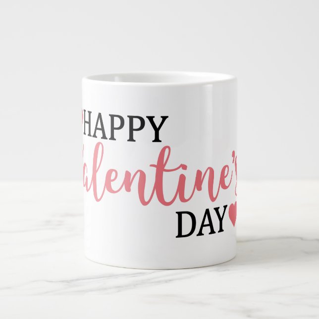 Grande Tasse Heureuse Sainte-Valentin jumbo café blanc Mug (Devant)
