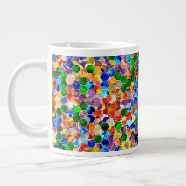 Grande Tasse Hexagons horizontaux Piecsimilés point 20oz Mug (Gauche)