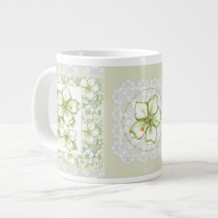 Grande Tasse Hibiscus & dentelle BLANC