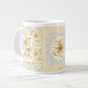Grande Tasse Hibiscus & dentelle JAUNE