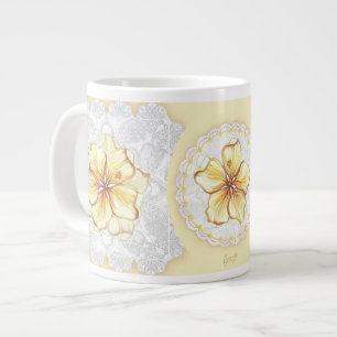 Grande Tasse Hibiscus & dentelle JAUNE