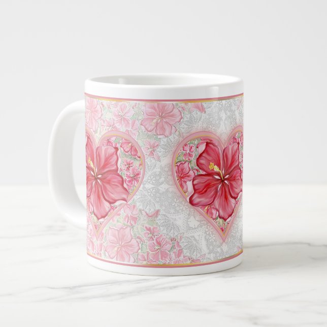 Grande Tasse Hibiscus & dentelle RED (Devant gauche)