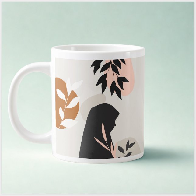Grande Tasse Hijabi Girl Monogram Mug | Terracotta & Blush Boho (Créateur téléchargé)