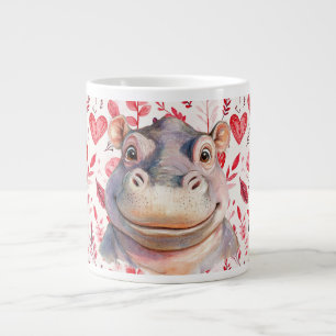 Grande Tasse Hippo Saint-Valentin avec beaucoup de cœurs