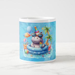 Grande Tasse Hippopotame dans la piscine avec un nom