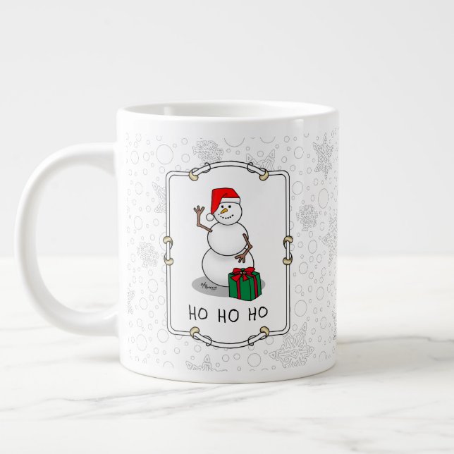 Grande Tasse Ho Ho Joyeux Noël Père Noël mignonne Snowman (Gauche)