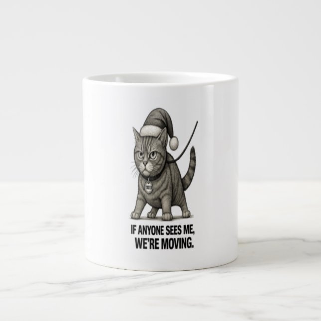 Grande Tasse Holiday Cat “We’re Moving" (Devant)
